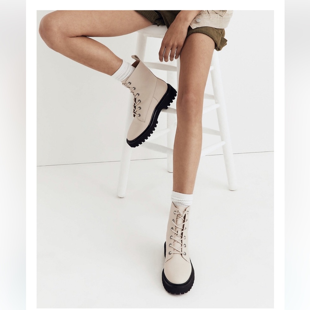Madewell Rayna Lace-up Lug sole boots I leather - harvest moon Size 6.5